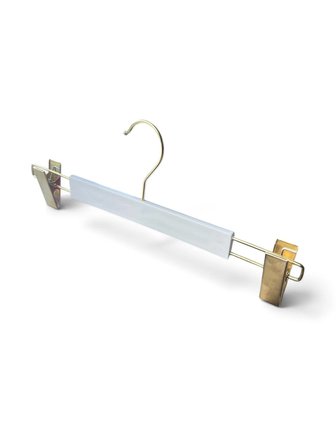 Mandallı Askı, Gold Mandallı Beyaz Askı, Etek Askısı, Pantolon Askısı, 34 cm, 5 Adet