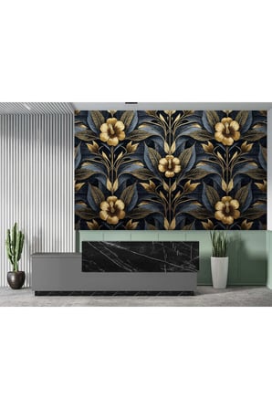 art deco çiçek desen poster duvar kağıdı