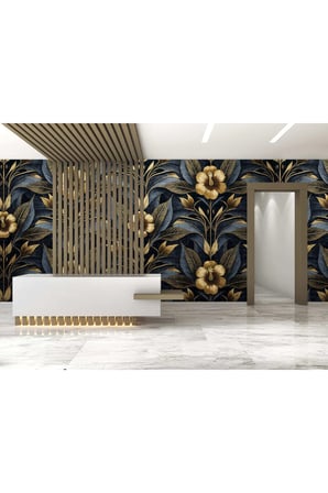 art deco çiçek desen poster duvar kağıdı