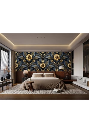art deco çiçek desen poster duvar kağıdı
