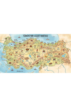 Türkiye şehirlere göre lezzet haritası poster duvar kağıdı