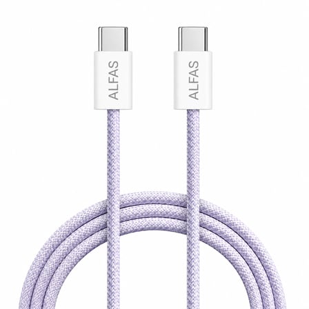 Type-C to Type-C Örgülü Şarj Kablosu 1m PD 60W 3A 1Gbps Hızlı Şarj Data iPhone Android Uyumlu Mor