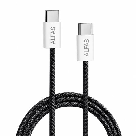 Type-C to Type-C Örgülü Şarj Kablosu 1m PD 60W 3A 1Gbps Hızlı Şarj Data iPhone Android Uyumlu Siyah