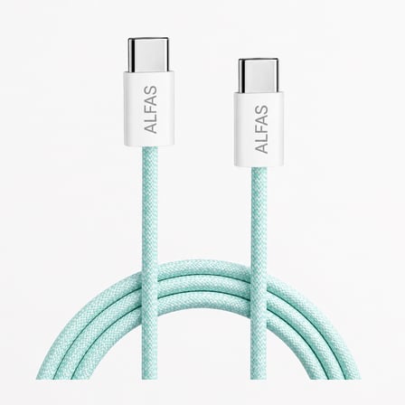 Type-C to Type-C Örgülü Şarj Kablosu 1m PD 60W 3A 1Gbps Hızlı Şarj Data iPhone Android Uyumlu Yeşil