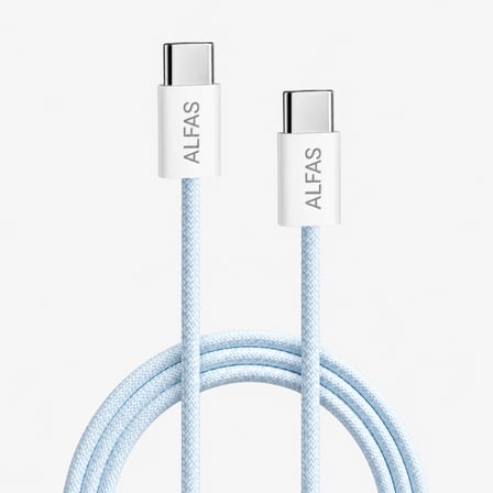 Type-C to Type-C Örgülü Şarj Kablosu 1m PD 60W 3A 1Gbps Hızlı Şarj Data iPhone Android Uyumlu Mavi