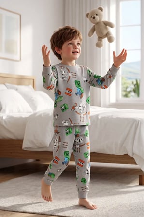 Computer Game Desenli Erkek Çocuk Pijama Takımı