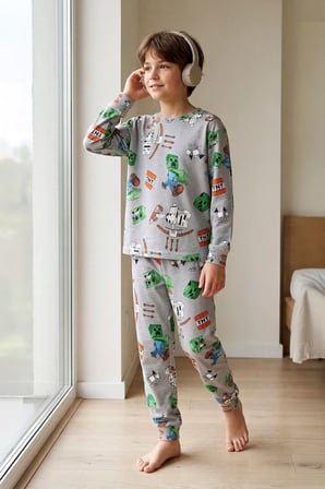 Computer Game Desenli Erkek Çocuk Pijama Takımı