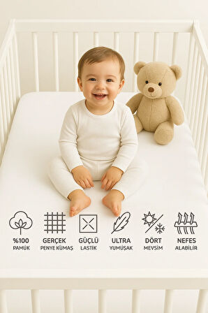60X120 Bebek Penye lastikli Çarşaf %100 Pamuklu