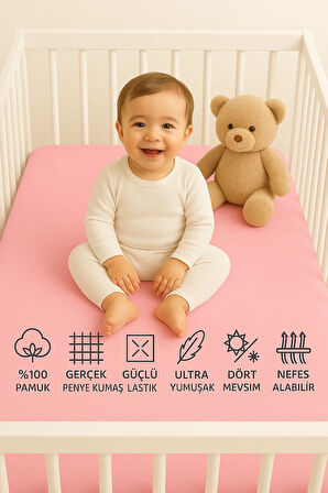 70X140 Bebek Penye lastikli Çarşaf %100 Pamuklu