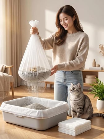 3'lü Elekli Kedi Kumu Filtresi Poşeti (80x120 cm Jumbo Boy), Lastikli ve Yırtılmaz Kedi Tuvaleti Temizleme Filesi, Açık ve Kapalı Kedi Tuvaletleri ile Uyumlu Pratik Elek
