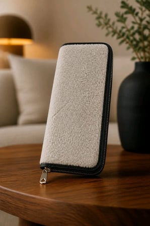 Monalisa Home Antrasit Peluş Tasarım Fermuarlı Cüzdan