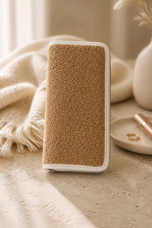 Monalisa Home Antrasit Peluş Tasarım Fermuarlı Cüzdan