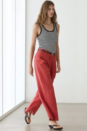 Fitilli Fitted Viskon Karışımlı Askılı Tişört