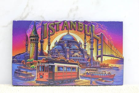 Evimdeyokyok İstanbul Temalı Ahşap Magnet 10x7.5 Cm