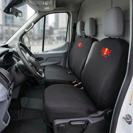 Ford Transit Siyah Penye Oto Koltuk Kılıfı - RED BULL Baskılı