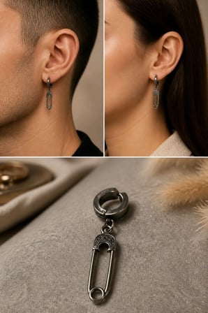 Monalisa Home Çatal İğne Figürlü Unisex Çelik Küpe