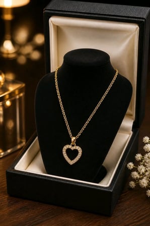 Monalisa Home Gold Renk Lüks  Kalp Figürlü Gösterişli Kolye
