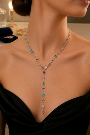Lüks Zirkon Taşlı Figürlü Gösterişli  Y Kolye