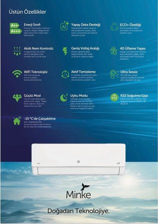 Rota Minke 12.000 Btu A+++ Enerji Sınıfı Inverter Wifi R32 Split Klima (5 yıl Garanti)