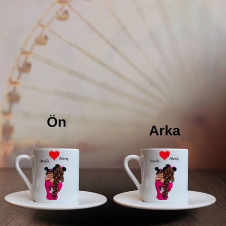 Kişiye Özel İki İsim Yazılı Anne Bebek Kahve Fincanı