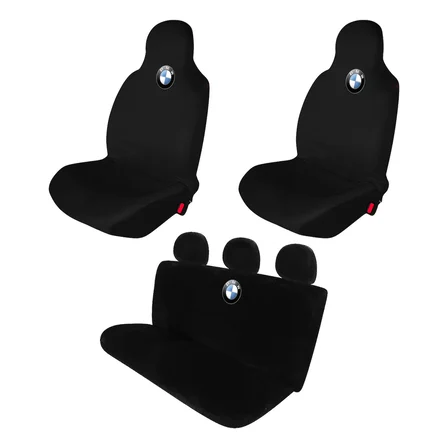Siyah Penye Oto Ön ve Arka Koltuk Kılıfı - BMW Marka Logo Baskılı