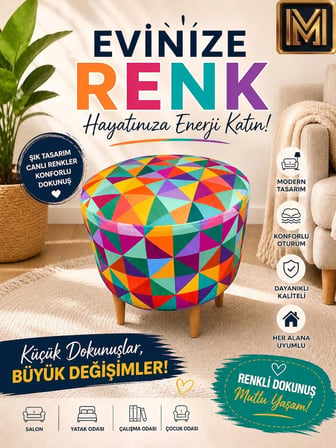 medet home di̇day gökkuşaği puf f trend puf koltuk puff bench dekoratif bohem doğal gürgen ayak amaçlı bahçe balkon