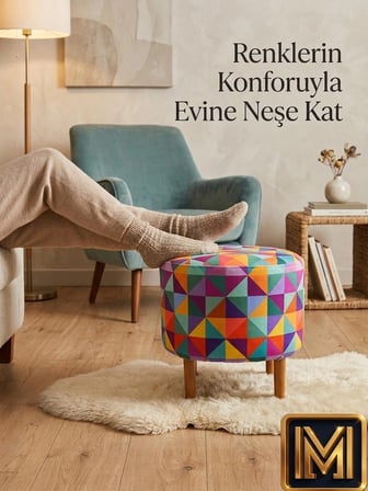 medet home di̇day gökkuşaği puf f trend puf koltuk puff bench dekoratif bohem doğal gürgen ayak amaçlı bahçe balkon