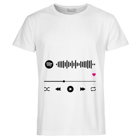 Müzik Çalar Tasarımlı Kişiselleştirilebilir Erkek Kadın Tişört - Spotify Kodlu Unisex Tshirt