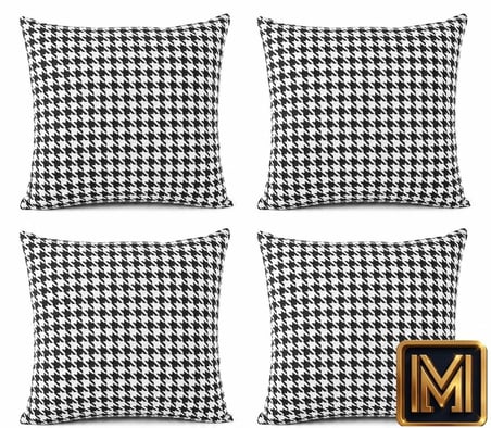 MEDET HOME kırlent KILIFI 3 4'lü Kazayağı Desenli Kırlent Kılıfı 45x45 cm Beyaz Dekoratif Yastık Kılıfı Modern Koltuk Kırlenti kare fermuarlı kırlent kılıfı