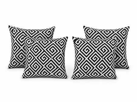 MEDET HOME kırlent 5 4'lü Siyah Beyaz Geometrik Desenli Kırlent Kılıfı 45x45 cm Dekoratif Yastık Kılıfı Modern Koltuk Kırlenti gizli Fermuarlı kare