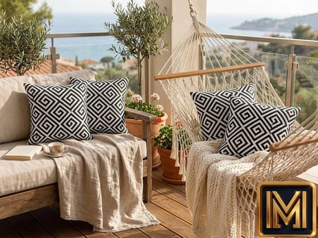MEDET HOME kırlent 5 4'lü Siyah Beyaz Geometrik Desenli Kırlent Kılıfı 45x45 cm Dekoratif Yastık Kılıfı Modern Koltuk Kırlenti gizli Fermuarlı kare