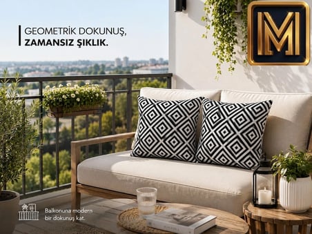MEDET HOME kırlent 5 4'lü Siyah Beyaz Geometrik Desenli Kırlent Kılıfı 45x45 cm Dekoratif Yastık Kılıfı Modern Koltuk Kırlenti gizli Fermuarlı kare