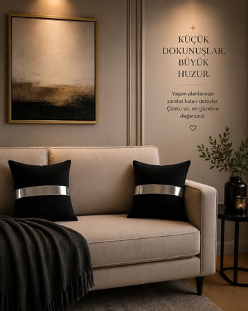 MEDET HOME kırlent KILIFI 1 dekoratif 4lü set takımı modern lüks salon koltuk kanepe yastık gümüş siyah gizli fermuarlı trend özel