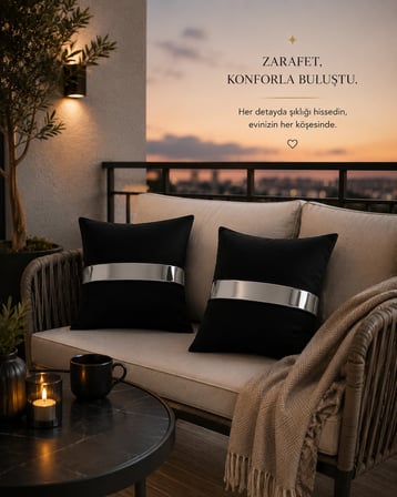 MEDET HOME kırlent KILIFI 1 dekoratif 4lü set takımı modern lüks salon koltuk kanepe yastık gümüş siyah gizli fermuarlı trend özel