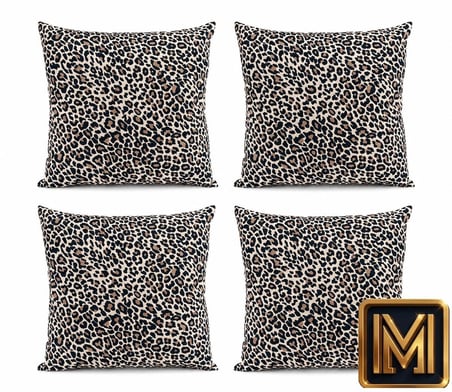 MEDET HOME kırlent 4 Leopar Desenli Dekoratif Kırlent Kılıfı 4'lü Set 45x45 cm Modern Koltuk Kırlenti Fermuarlı dijital baskılı kumaş kare dekorasyon