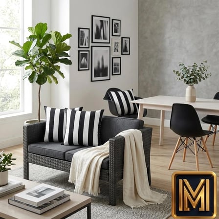 MEDET HOME kırlent 6 4'lü Siyah Beyaz Çizgili Kırlent Kılıfı 45x45 cm Modern Dekoratif Koltuk Yastık Kılıfı