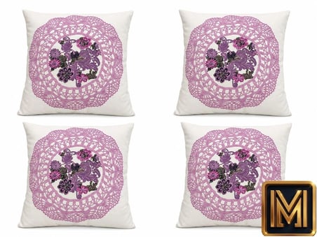 MEDET HOME kırlent 9 4'lü Dekoratif Kırlent Kılıfı Seti 45X45 cm Kırmızı Çiçek Desenli Modern Salon ve Koltuk Yastık Kılıfı Gizli Fermuarlı