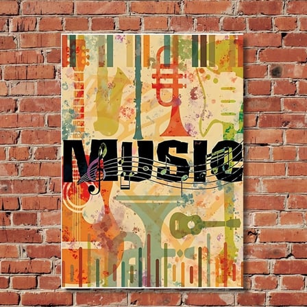 Vintage Müzik Esintisi Dekoratif MDF Poster