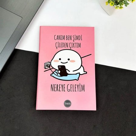 Canım Ben Şimdi Çileden Çıktım Tasarımlı 4'lü Hediyelik Kırtasiye Seti - Kupa, Defter, Kalemlik, Sekreterlik