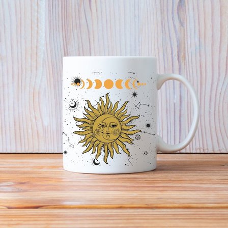 Astroloji Temalı Sekreterlik Defter, Kalemlik ve Kupa Bardak - 3'lü Ofis Kırtasiye Seti