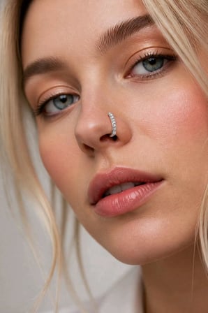 Gümüş Renk Sıkıştırmalı Burun Kulak Piercıng