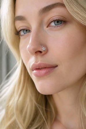 Gümüş Renk Sıkıştırmalı Burun Kulak Piercıng