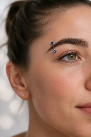 gümüş renk  taşlı unısex kaş piercıng