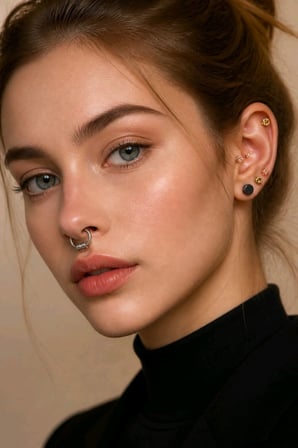 Zirkon Renkli Taşlı  Yedi Adet Renkli Unısex Pirsıng Set