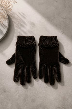 Monalisa Home Siyah Renk Gösterişli Lüks Figürlü Eldiven