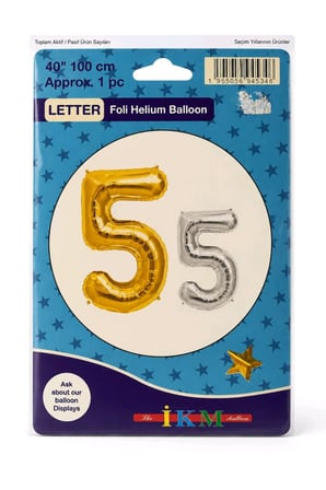 Beş Sayılı Helyum Balon Sarı  40"100 cm