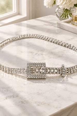 Kristal Taşlı 105 cm Su Yolu Kemer