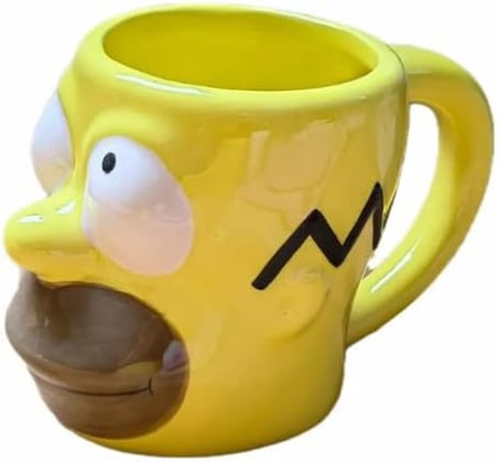 The Simpsons 3D Seramik Kupa Bardak, Sarı, Karakter Tasarımlı, Geniş Kulplu