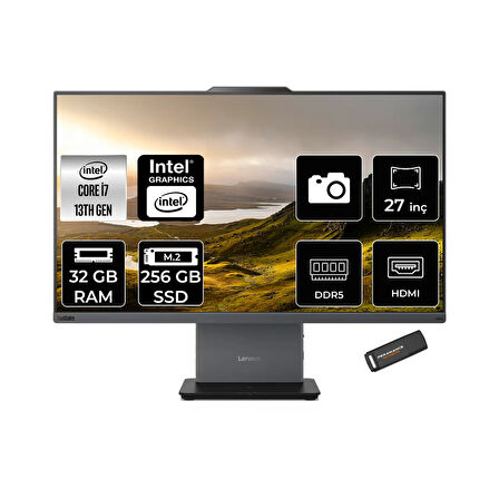 Lenovo ThinkCentre Neo 50A i7 13620H 32GB DDR5 256GB SSD 27" FHD IPS FDOS Siyah All in One PC & PER4
