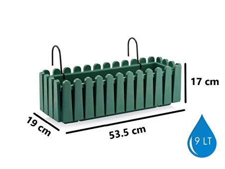 Omnipazar SO-İB02 Askılı Balkon Saksı Takımı 9 lt Yeşil 6 Adet 